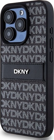 DKNY DKHCP15XPRTHSLK iPhone 15 Pro Max 6.7" czarny/black hardcase Leather Mono Stripe & Metal Logo