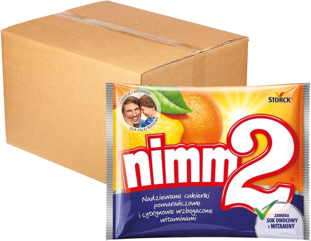 Nimm2 nimm2 Nadziewane cukierki pomarańczowe i cytrynowe 90 g x 24 sztuk