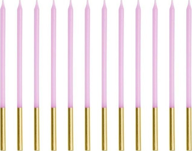 Świeczki urodzinowe gładkie fioletowe 14cm 12szt