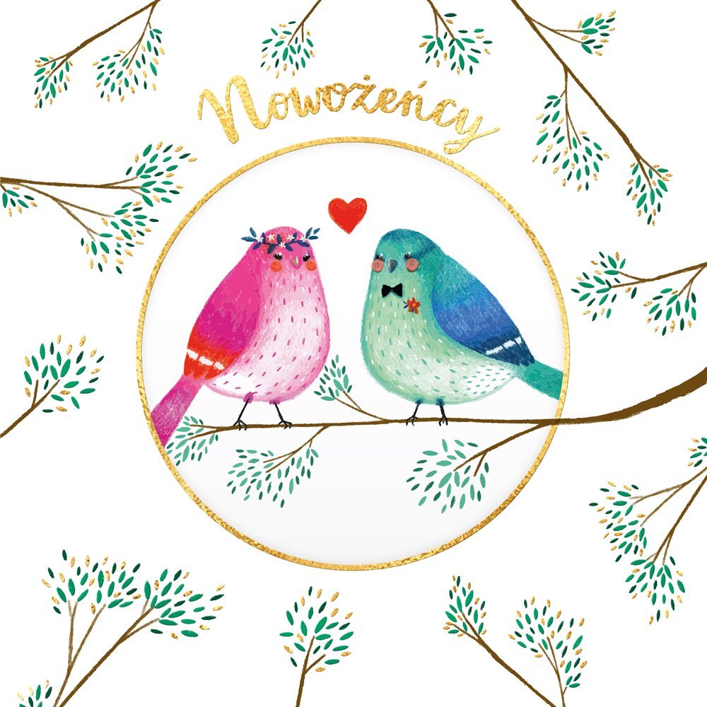 HENRY Karnet KW koperta z kółkiem Ślub Ptaki