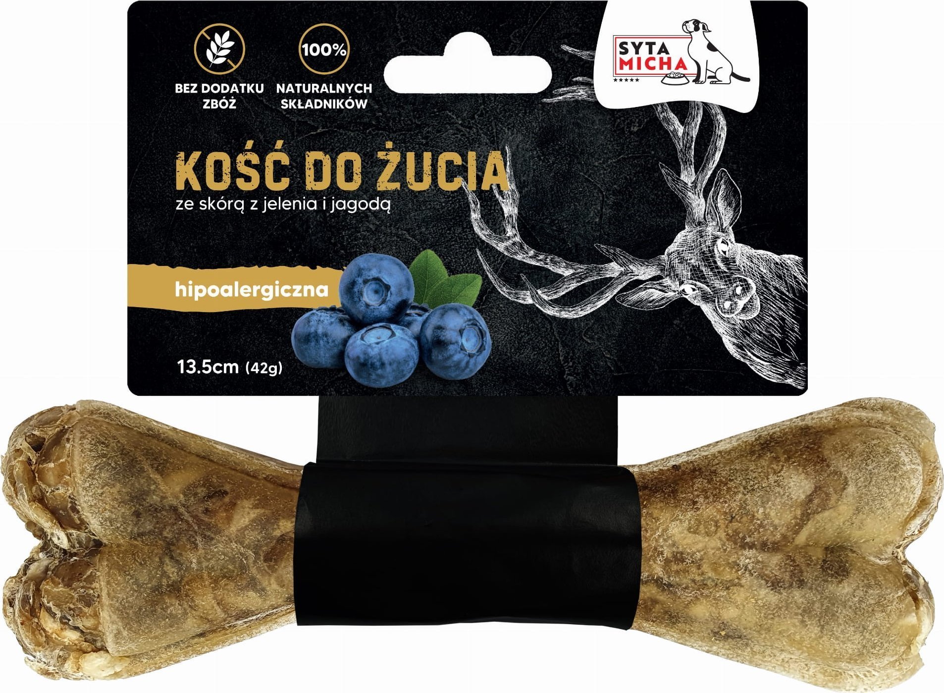 Syta Micha SYTA MICHA Kość ze Skóry Jelenia i Jagody 13,5cm
