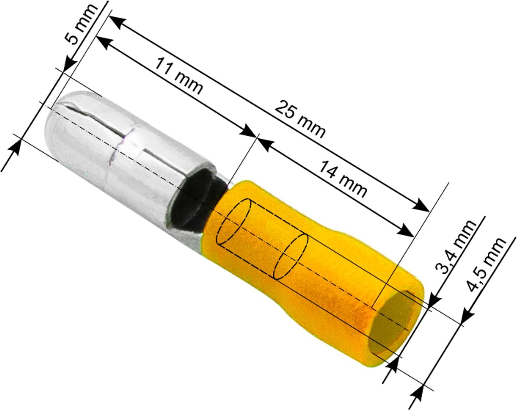Blow Konektor izolowany wtyk 5,0/25mm żółty