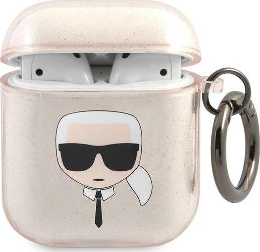 Karl Lagerfeld Etui ochronne KLA2UKHGD Glitter Karl`s Head do AirPods 1/2 złote