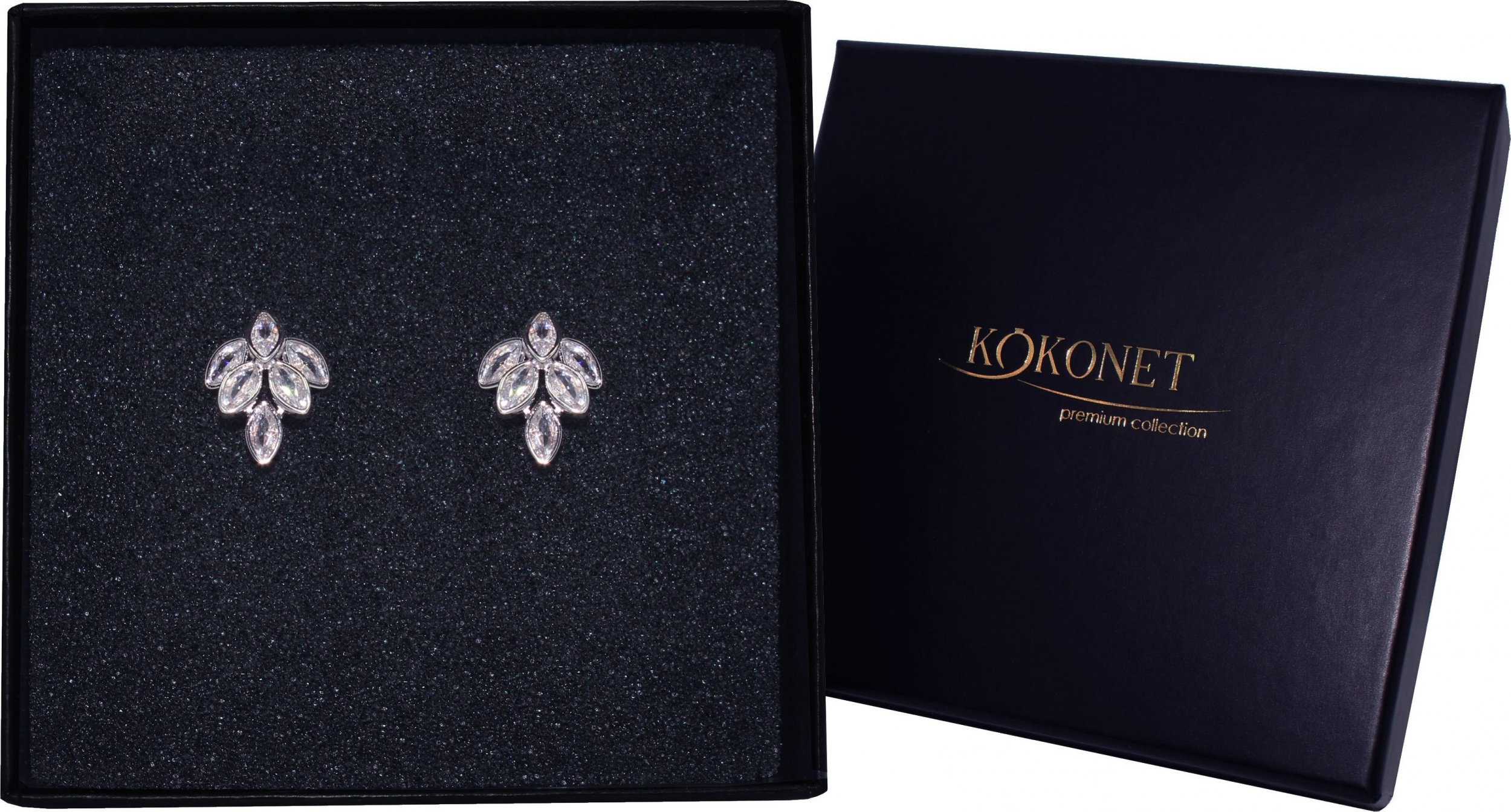 KOKONET kolczyki srebrne przy uchu krótkie 3D ślubne prezent dla PANNY MŁODEJ boho