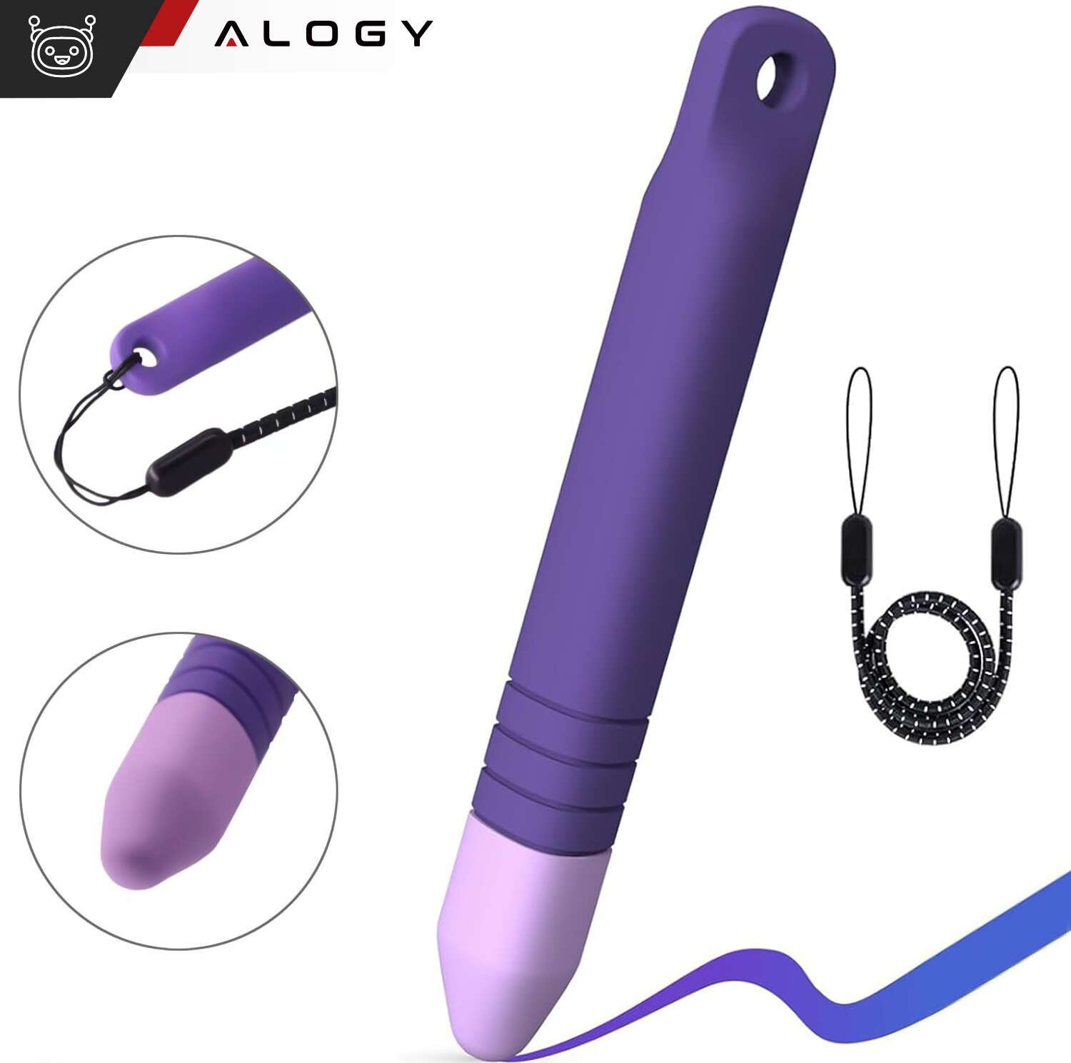 Rysik Alogy Rysik pojemnościowy długopis dotykowy do ekranów do telefonu tabletu Alogy Stylus Pen dla dzieci 10 cm Fioletowy