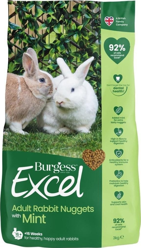 Burgess Excel Adult Rabbit med Mint 3kg