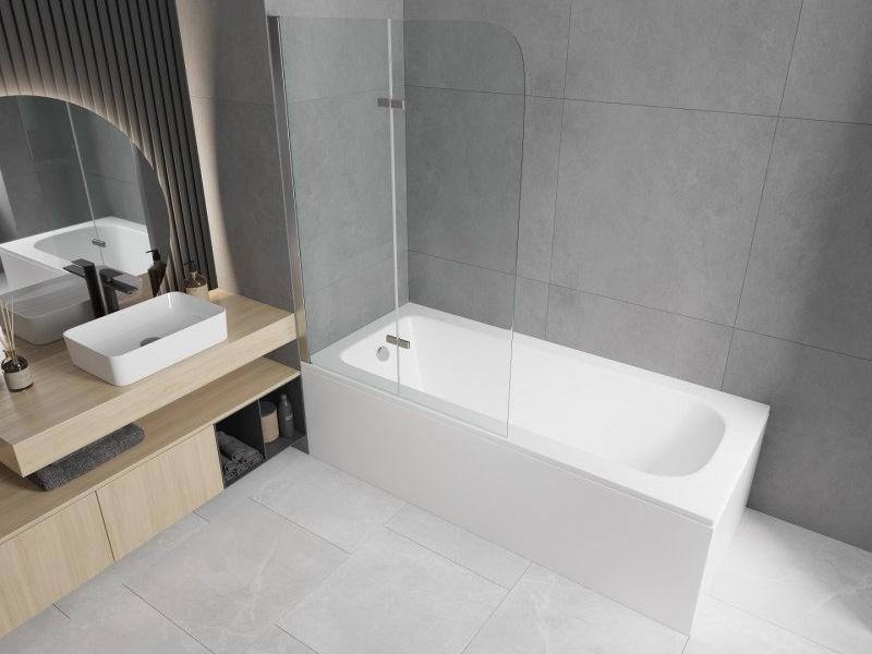 Wanna Mexen Mexen Vega wanna prostokątna 180 x 80 cm z obudową i parawanem 2-skrzydłowym 80 cm, transparent, chrom - 550118080X9008020100