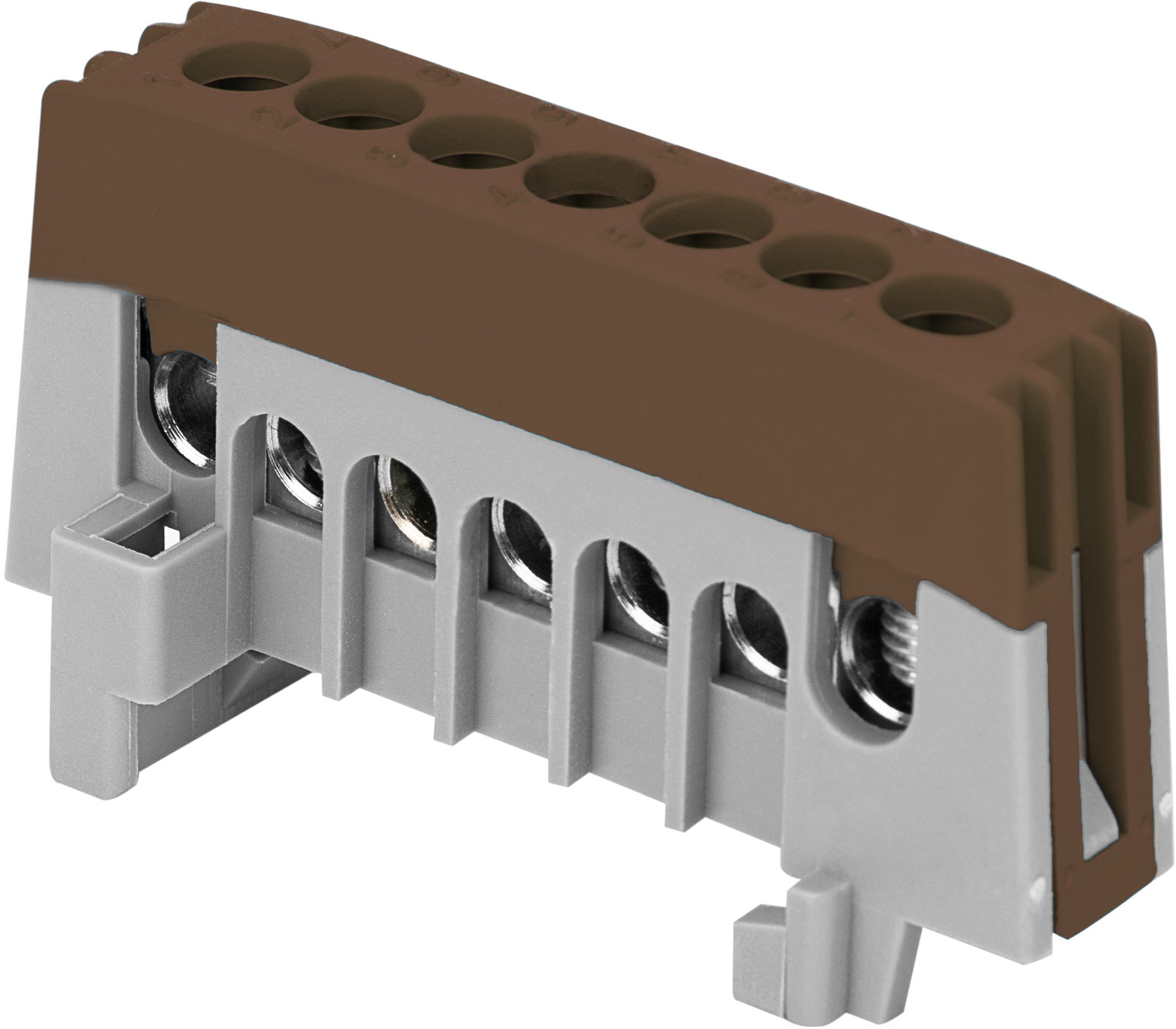 Listwa zaciskowa izolowana PRO, L, 7 przewodów, brązowy,OR-LZ-8208/7/BR