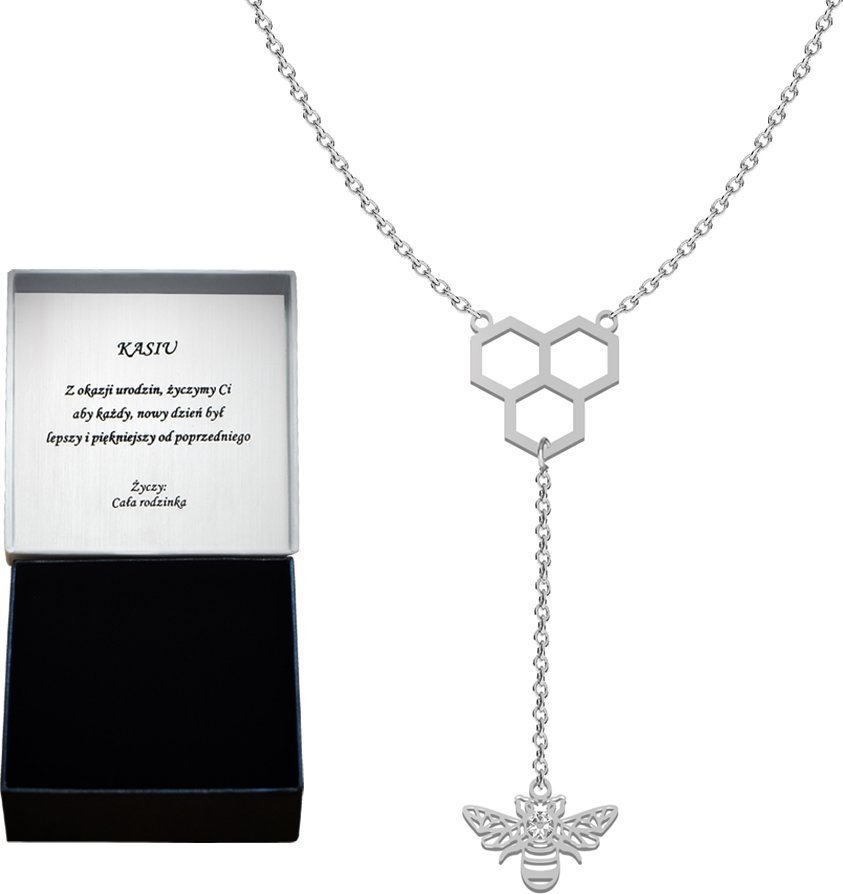 Radziszewska Jewellery Naszyjnik Srebrny Pszczoła i Plaster Miodu