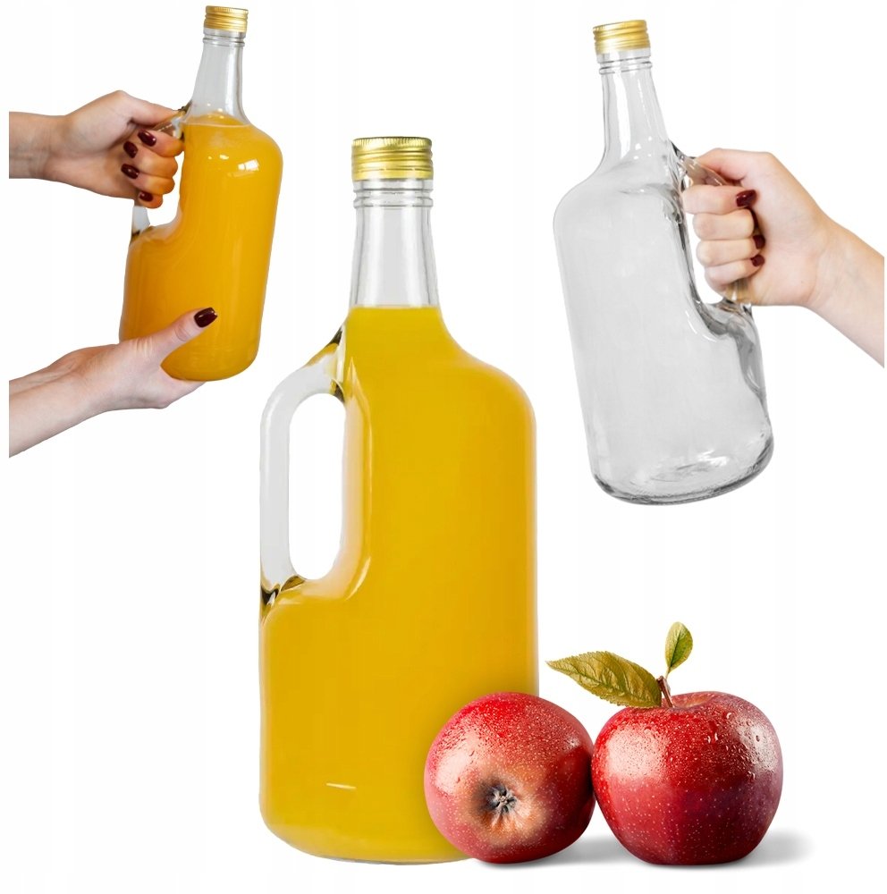 Butelka szklana GALON UCHO 1,75L DAMA NA WINO WHISKY WÓDKĘ GRUBE SZKŁO