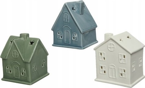 Kaemingk Świecznik porcelanowy domek figurka świąteczna 12,5 x 15,5 cm