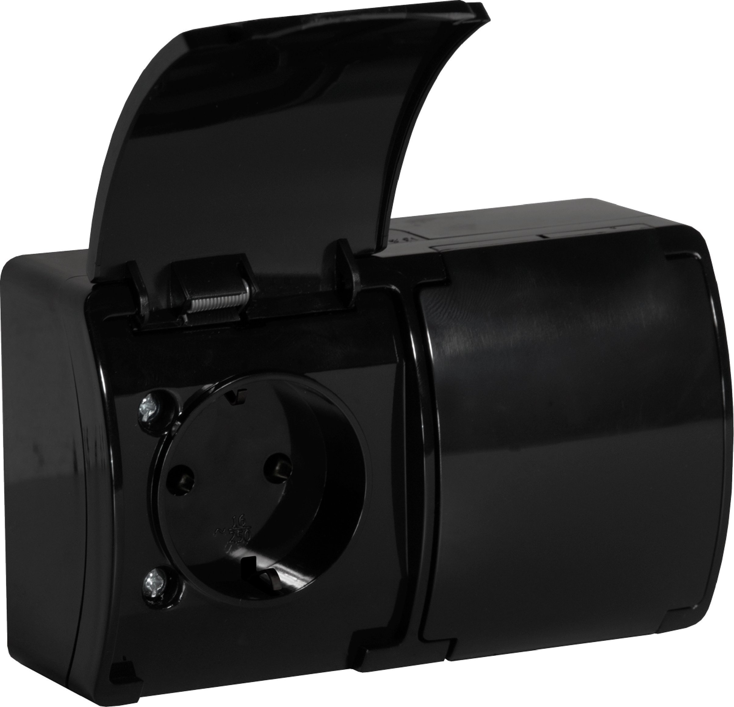 Orno Gniazdo podwójne 2x2P+Z Schuko AQUATIC, IP44, czarne, 10 szt.