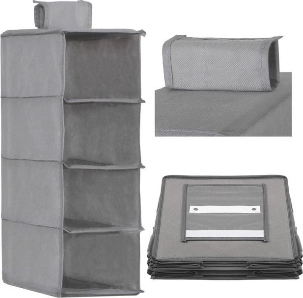 Springos Organizer do szafy wiszący z 4 półkami szary UNIWERSALNY