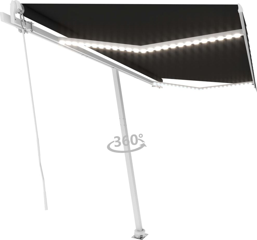 vidaXL Ręcznie zwijana markiza z LED, 400 x 300 cm, antracytowa