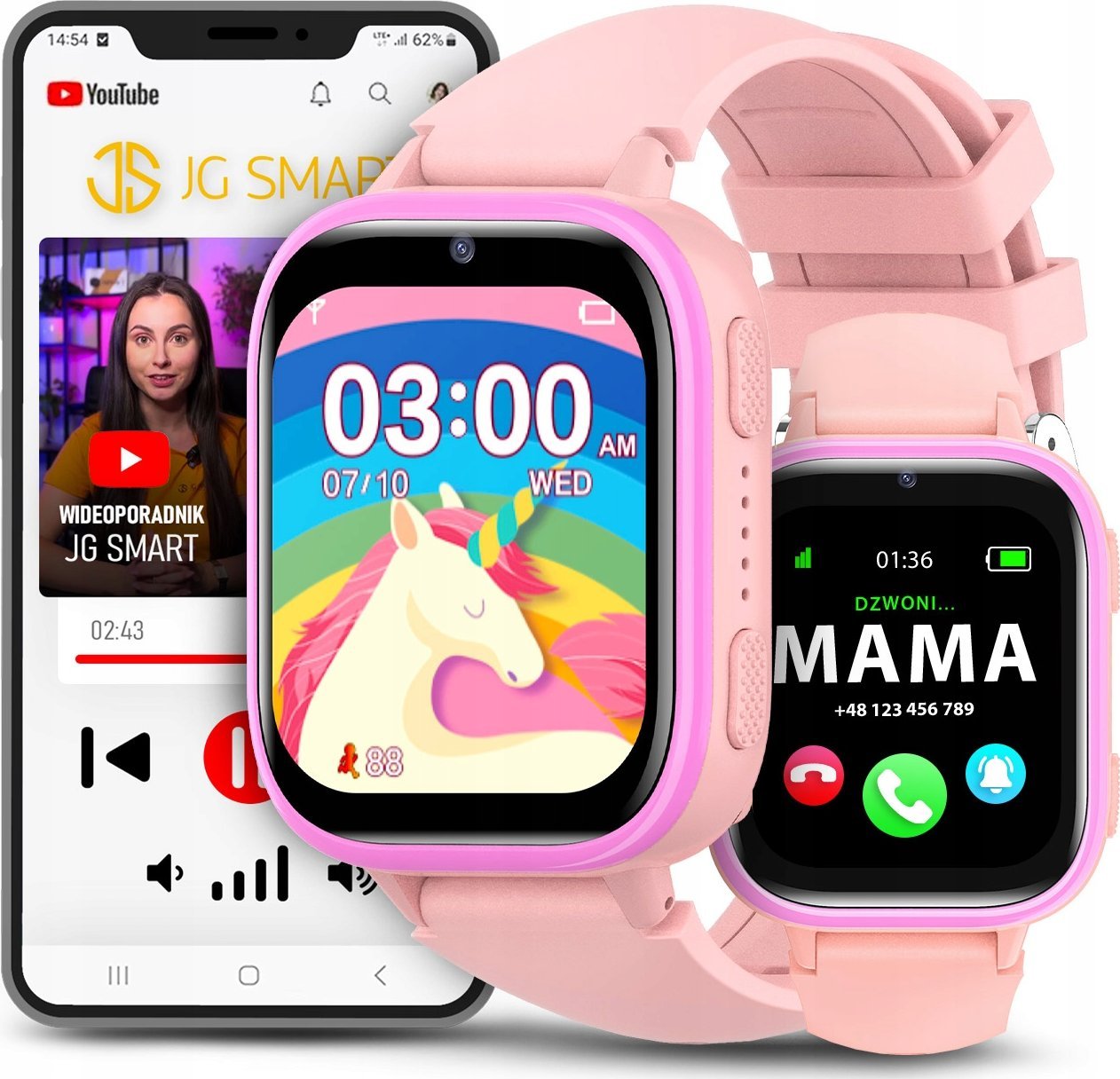 Smartwatch Dla Dziecka Dziecięcy Zegarek Telefon SIM Gry Nauka Aparat Bajki