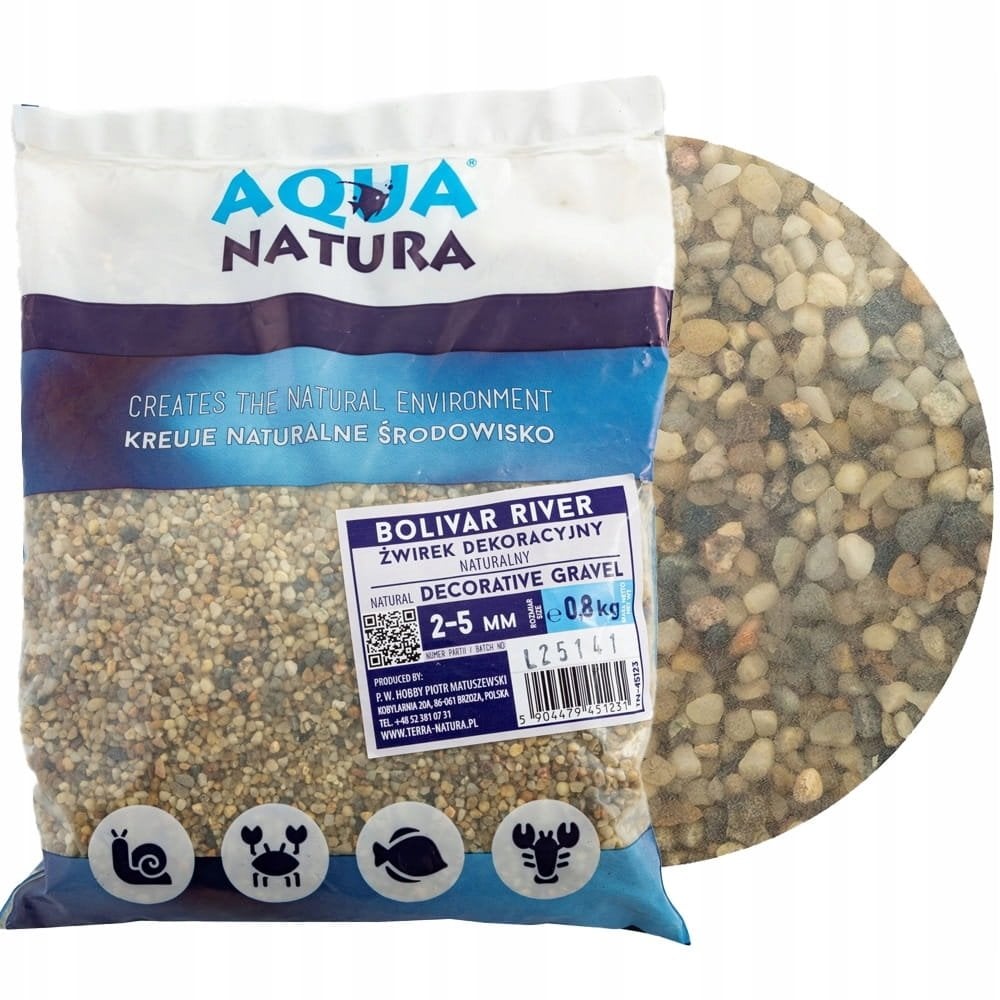 ZOOLOGIA Aqua Natura Rzeka Bolivar dekoracyjny żwirek do akwarium, 2-5 mm, 0,8kg