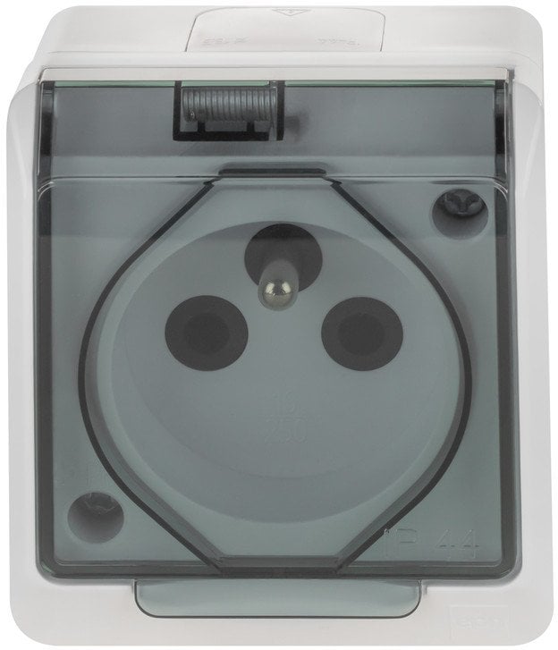 SOCKET HERMES2 3PL WH/GREY IP44 1026-01