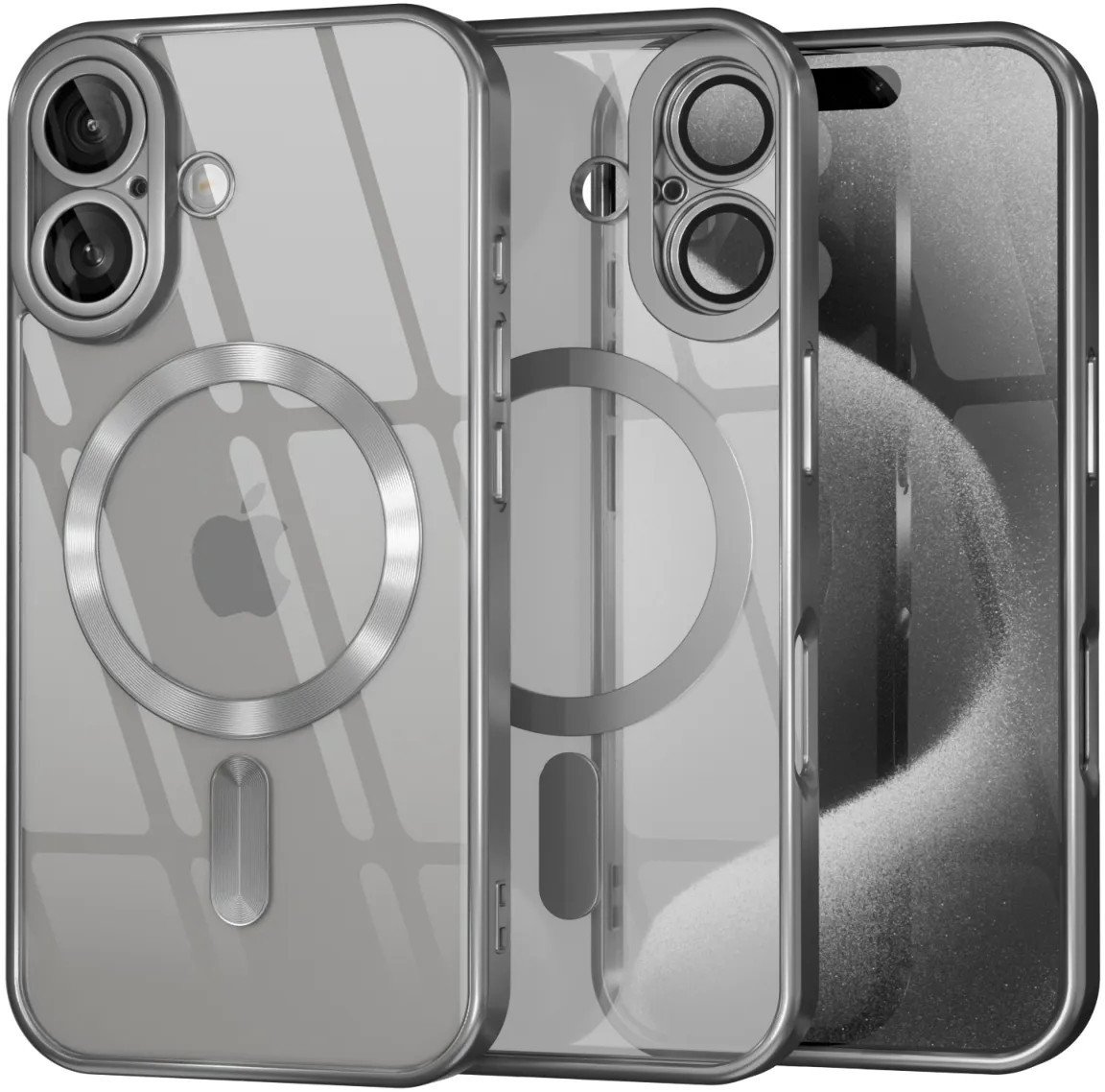 Etui Supero TPU Plating z MagSafe do iPhone 16, srebrne