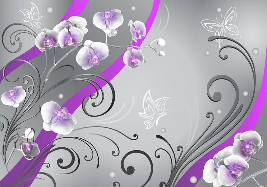 DecoNest Fototapeta - Purpurowe orchidee - wariacja - 200X140