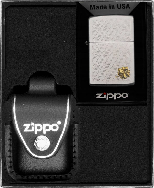 Zestaw ZIPPO Zapalniczka STUNNING. FOUR LEAF CLOVER Prezentowy No3