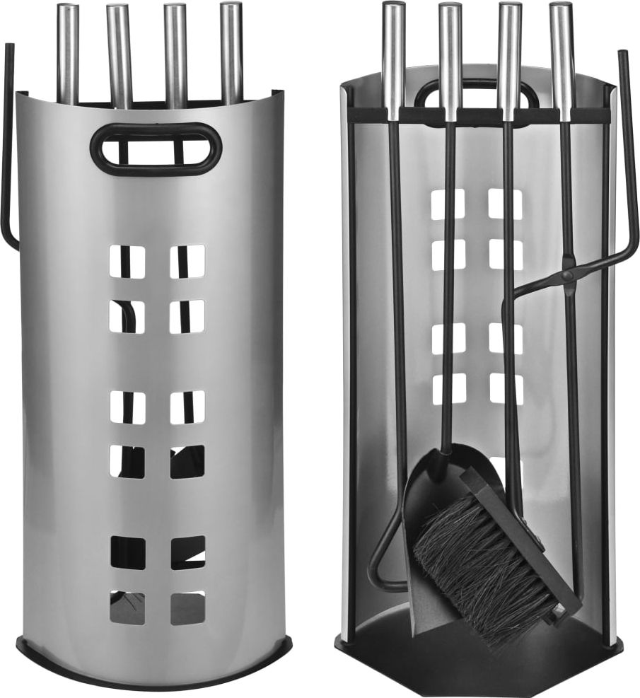 HI Hi Zestaw akcesoriów kominkowych, 5-częściowy, srebrny, 23x15x52 cm