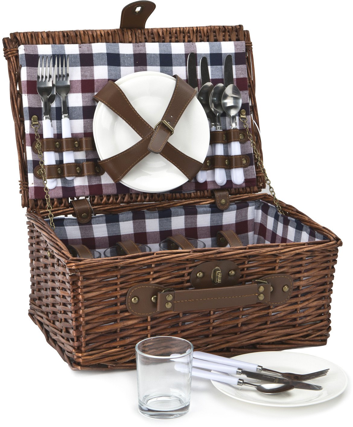 Koszyk piknikowy z wyposażeniem 4 os. brąz 693550