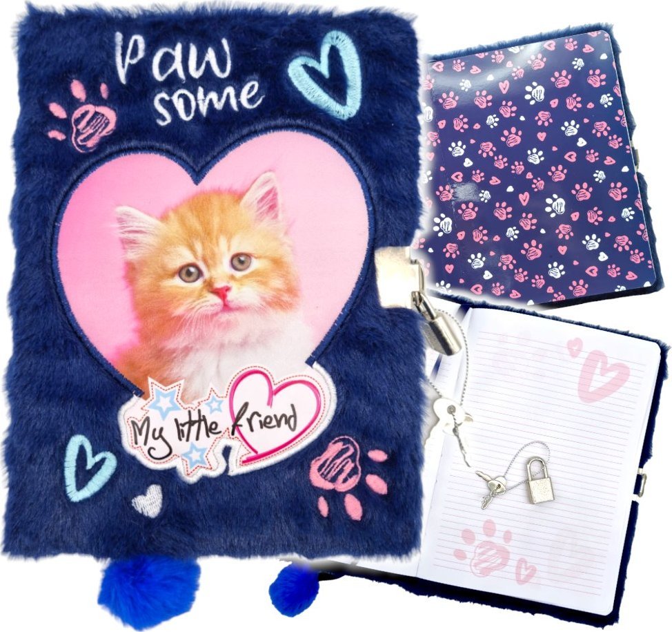 St.Majewski Pamiętnik na kłódkę, kluczyk dla dziewczynek notes A5 rudy KOTEK My Little Friend