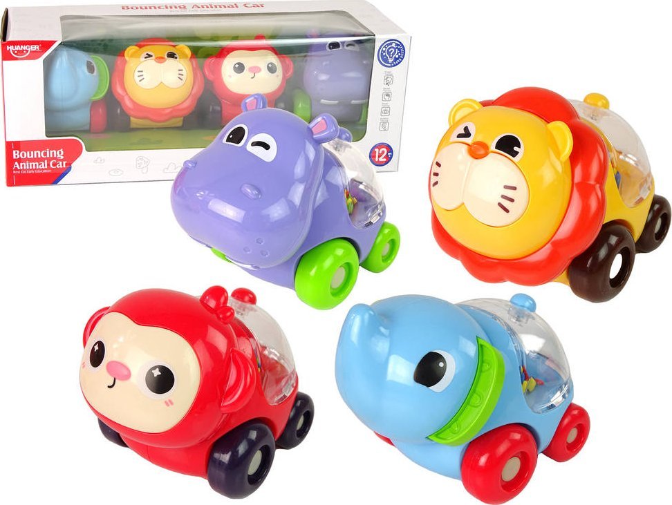 LeanToys Zestaw Kolorowych Pojazdów Zwierzęta z Kuleczkami