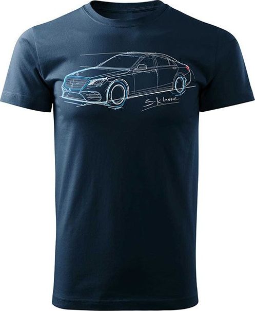 Topslang Koszulka z samochodem Mercedes S klasa S classe męska granatowa REGULAR XXL