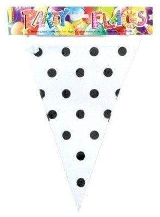Girlanda flagi w kropki biała 27.5cmx6m
