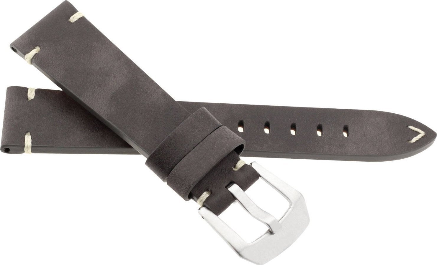 JVD Skórzany pasek do zegarka 24 mm JVD R42101-24 ciemnoszary