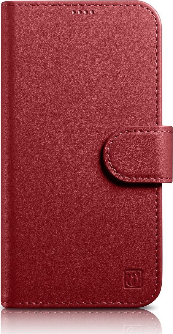 iCarer iCarer Wallet Case 2in1 etui iPhone 14 Plus skórzany pokrowiec z klapką Anti-RFID czerwony (WMI14220727-RD)
