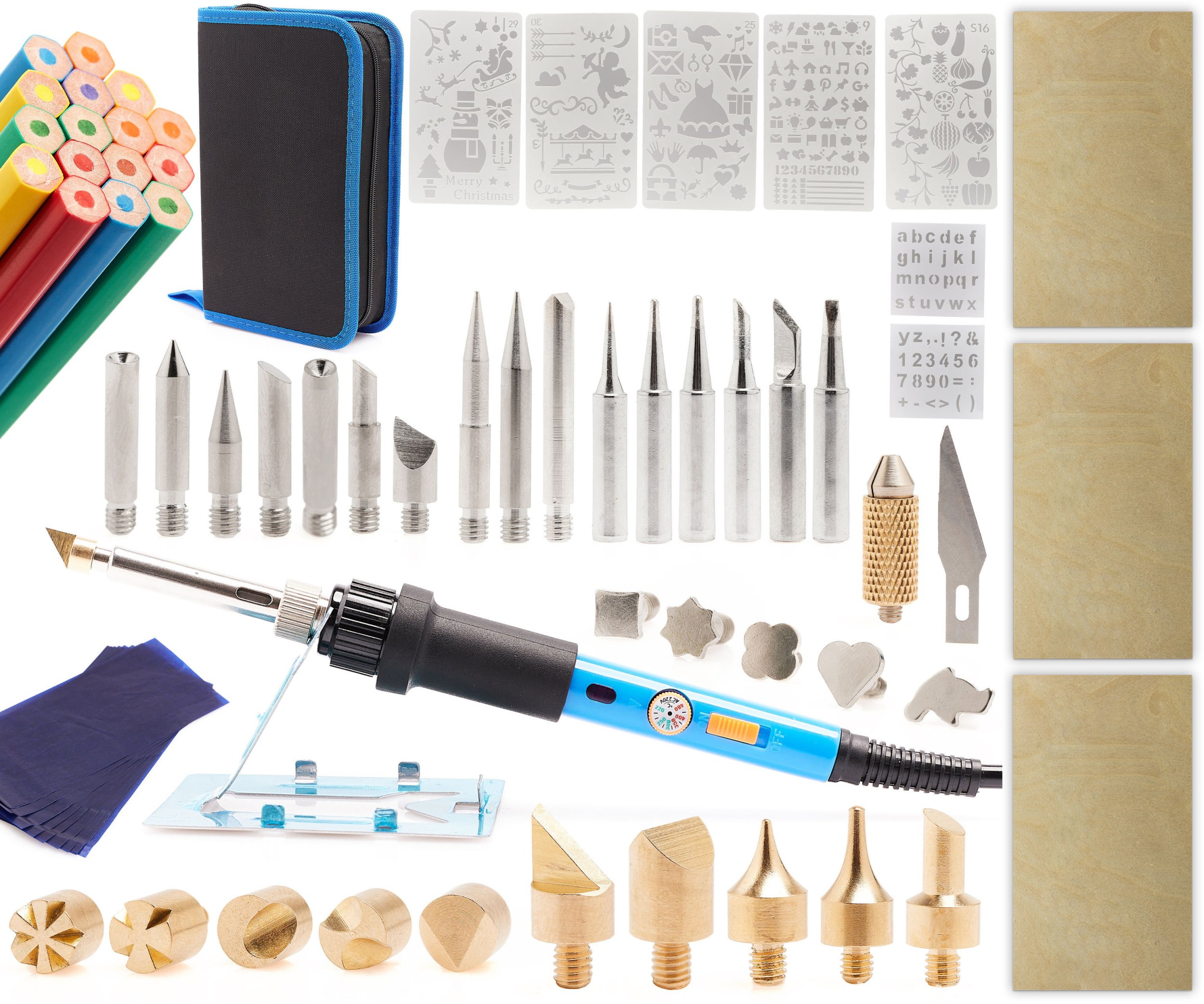 Lutownica Wypalarka Pirograf do Drewna Skór 73w1 Zestaw Akcesoria Formy do wypalania