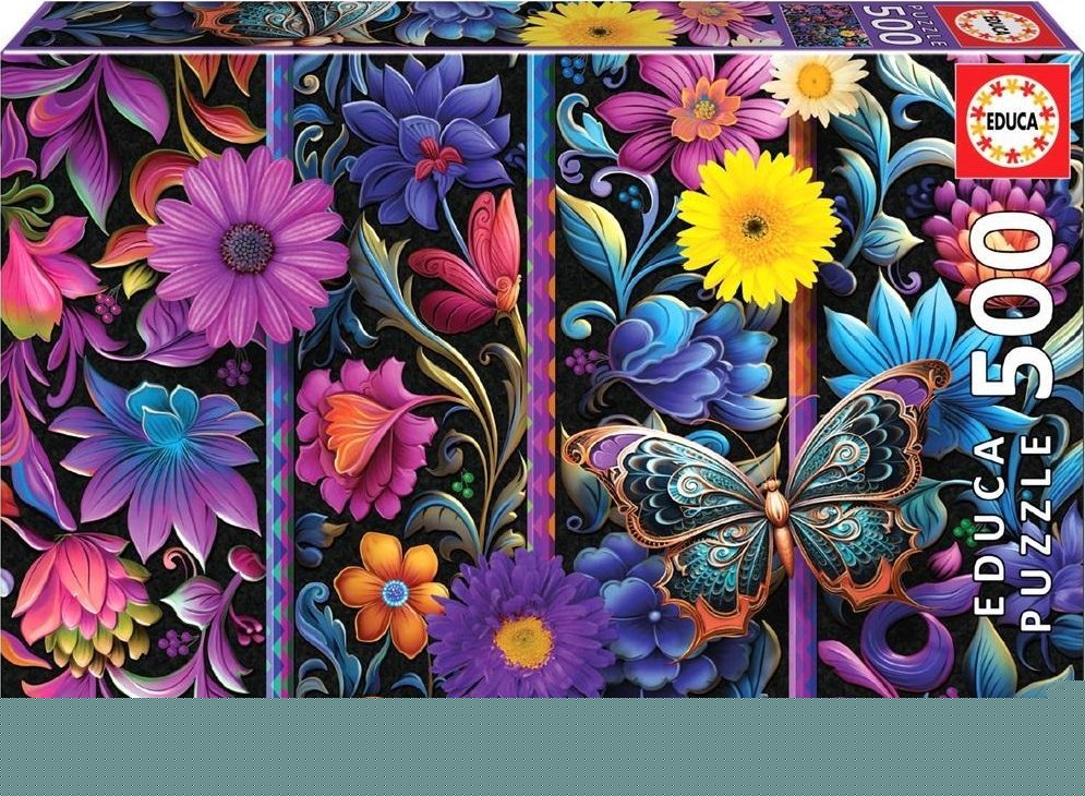 Puzzle 500 Kwiaty i motyl G3