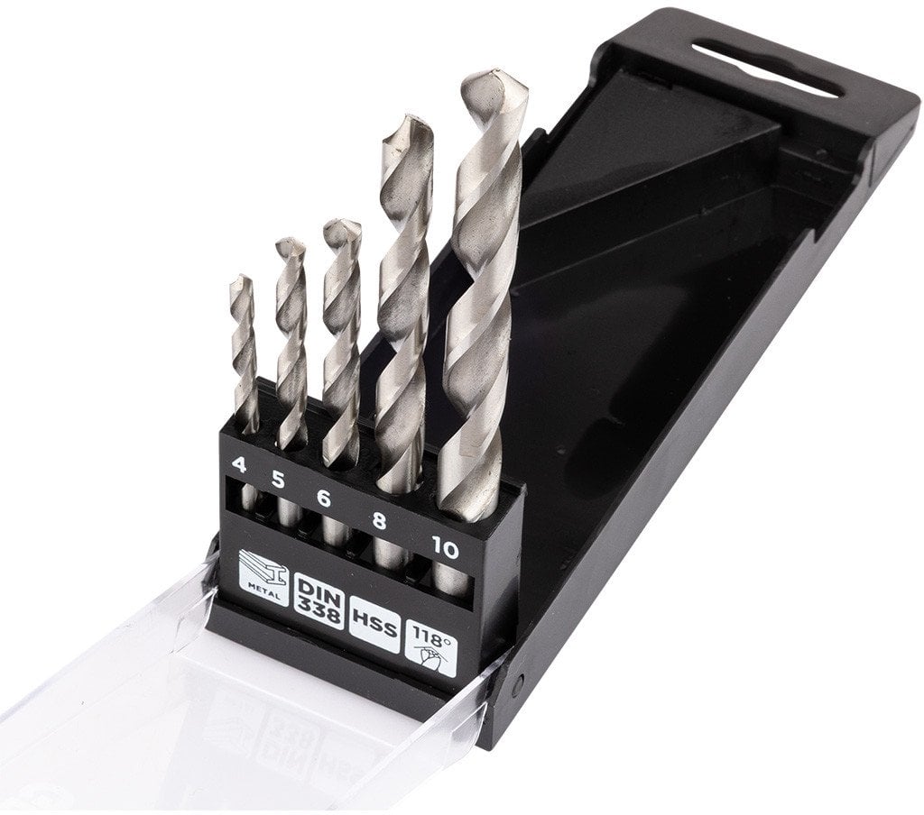 Wiertła do metalu HSS, 4 - 10 mm, zestaw 5 szt.