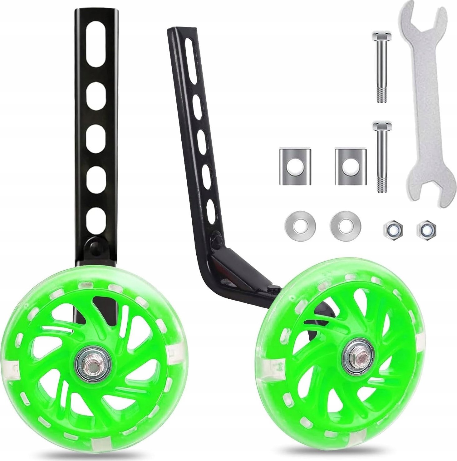 Korbi KÓŁKA PODPOROWE BOCZNE DO ROWERU DLA DZIECI LED 12-20" LED ZIELONE