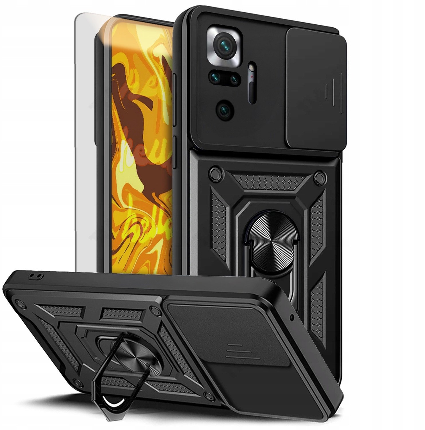 ETUI PANCERNE DO XIAOMI REDMI NOTE 10 PRO / 10 PRO MAX CZARNE ARMOR SZKŁO