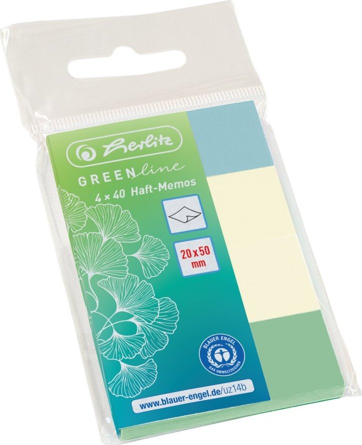 Herlitz Herlitz PostIt s 20x50mm 4x40Bl. GREENline farblich sortier