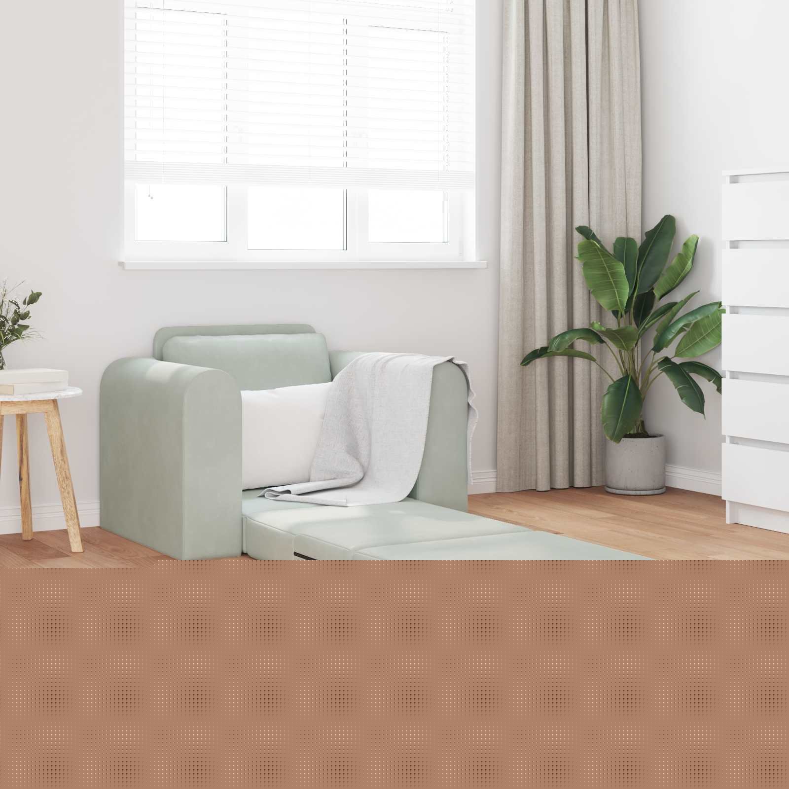 vidaXL Sofa Rozkładana z funkcją łóżka Jasnoszary 98 x 71 x 83 cm