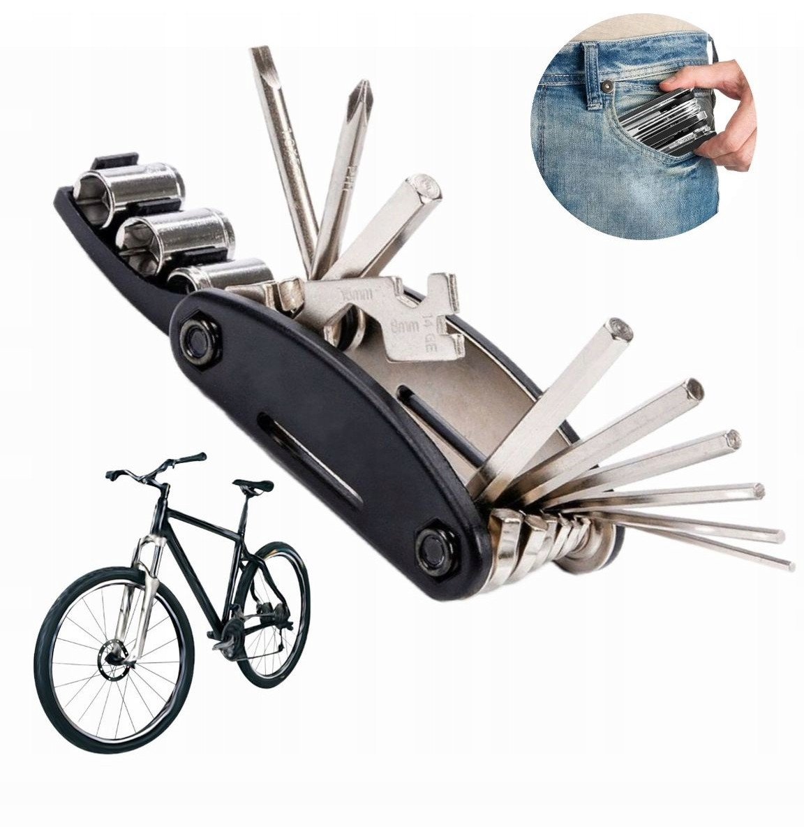 MULTITOOL ROWEROWY KLUCZE DO NAPRAWY WIELOFUNKCYJNY ZESTAW NARZĘDZI 16w1