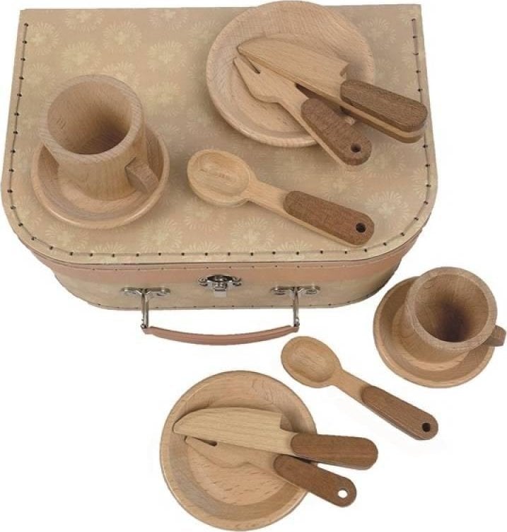 Zestaw ?niadaniowy drewniany w walizce