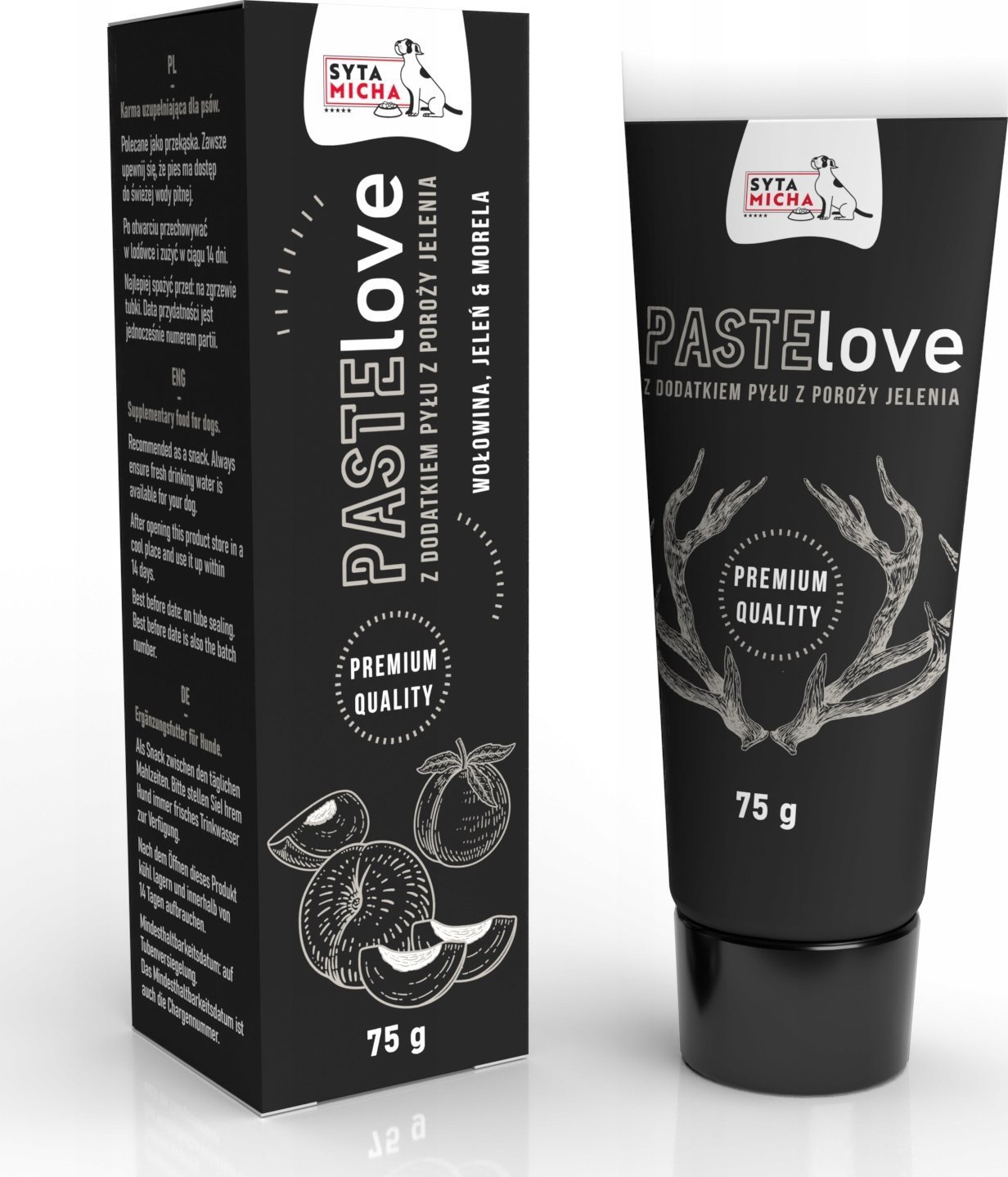 Syta Micha SYTA MICHA PasteLOVE Wołowina, jeleń i morela mięsna pasta dla psa 75g