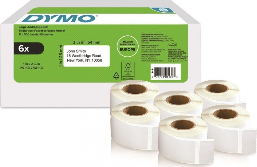 Dymo DYMO LW-Rücksendeadress-Etiketten groß 25x54mm 6x 500St/Rol