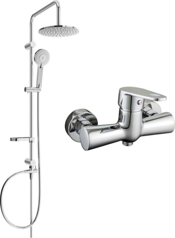 Zestaw prysznicowy Mexen Mexen Carl zestaw prysznicowy natynkowy z deszczownicą i baterią prysznicową Kama, chrom - 72540240-00