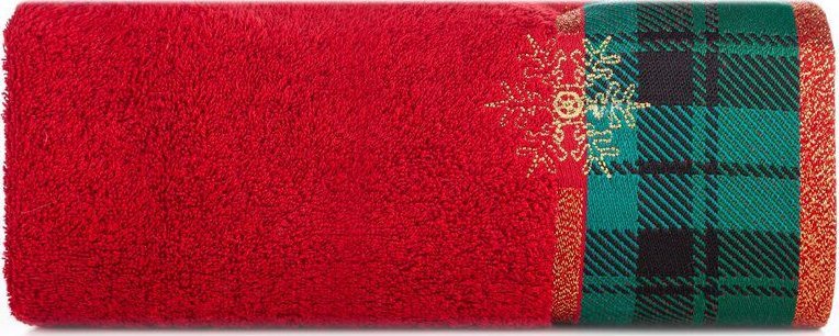 Eurofirany Ręcznik świąteczny z żakardową bordiurą i błyszczącą nicią CHERRY 70X140 czerwony x3