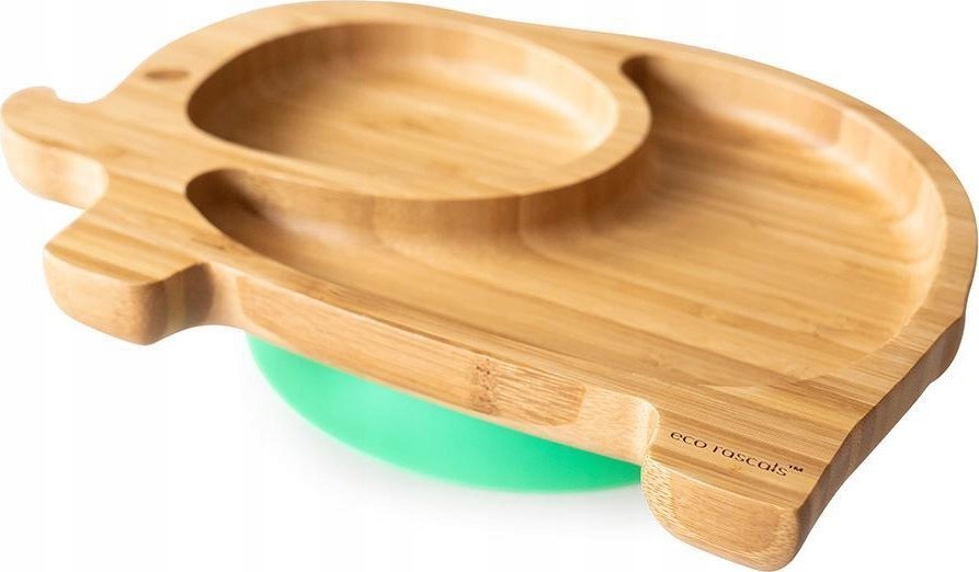 ECO RASCALS ECORASCALS* Talerzyk bambus Słonik zprzyssawką zielony