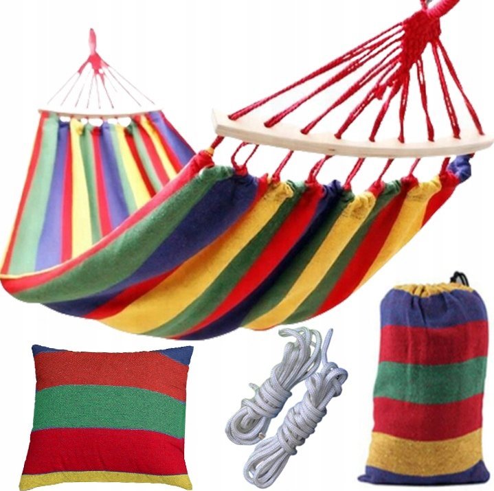 Korbi HAMAK 2-OSOBOWY XXL LEŻAK OGORODOWY MOCNY ZE STELAŻEM HUŚTAWKA 270x150 WZ5