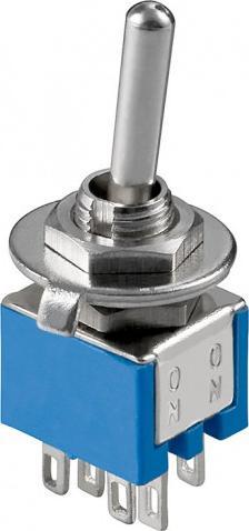 Goobay Przełącznik krzyżakowy miniaturowy, 2x UM, 6 pinów, obudowa niebieska