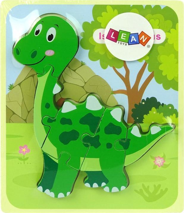 LeanToys Drewniane Puzzle Dinozaur Isanosaurus Zielony