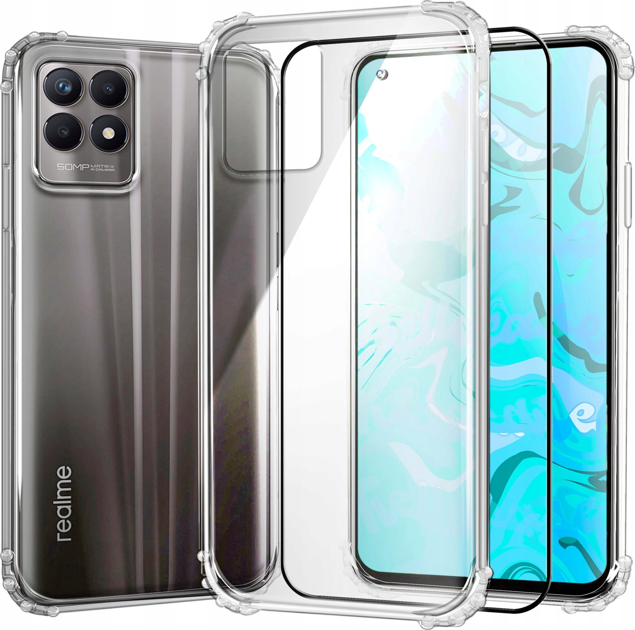 Hello Case ETUI PANCERNE DO REALME 8I | SILIKON ANTI SHOCK | CASE SZKŁO HARTOWANE 9H